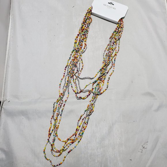Signature multi color  seed bead multi strand necklace 10 strand - Picture 2 of 4